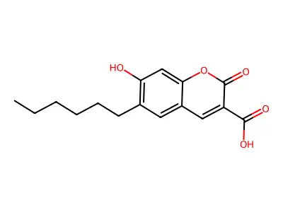 6-hexyl-7-hydroxy-2-oxo-2H-chromene-3-carboxylic acid structure