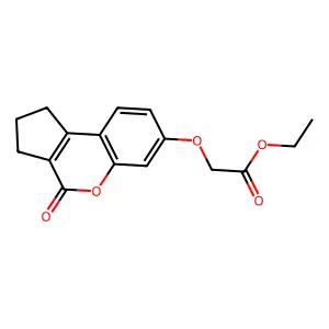 Ethyl 2-(4-oxo-1,2,3-trihydrocyclopenta[1,2-c]chromen-7-yloxy)acetate structure