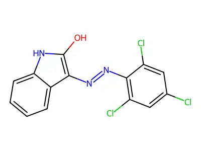 1H-indole-2,3-dione 3-[N-(2,4,6-trichlorophenyl)hydrazone] structure