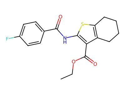 Ethyl 2-(4-fluorobenzamido)-4,5,6,7-tetrahydrobenzo[b]thiophene-3-carboxylate structure