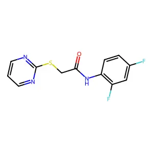 N-(2,4-difluorophenyl)-2-(2-pyrimidinylsulfanyl)acetamide structure