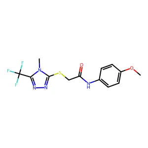 N-(4-methoxyphenyl)-2-{[4-methyl-5-(trifluoromethyl)-4H-1,2,4-triazol-3-yl]sulfanyl}acetamide structure
