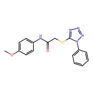 N-(4-methoxyphenyl)-2-(1-phenyltetrazol-5-yl)sulfanylacetamide structure