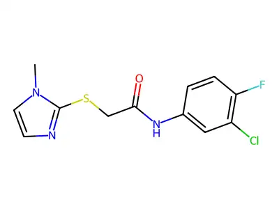 N-(3-chloro-4-fluorophenyl)-2-[(1-methyl-1H-imidazol-2-yl)sulfanyl]acetamide structure