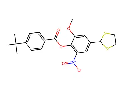 4-(1,3-Dithiolan-2-yl)-2-methoxy-6-nitrophenyl 4-(tert-butyl)benzenecarboxylate structure