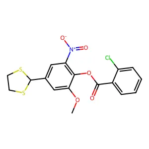 4-(1,3-Dithiolan-2-yl)-2-methoxy-6-nitrophenyl 2-chlorobenzenecarboxylate structure