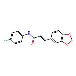 3-(1,3-benzodioxol-5-yl)-N-(4-fluorophenyl)prop-2-enamide structure