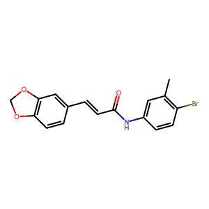 3-(1,3-benzodioxol-5-yl)-N-(4-bromo-3-methylphenyl)prop-2-enamide structure