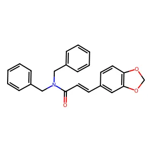 3-(1,3-benzodioxol-5-yl)-N,N-dibenzylprop-2-enamide structure