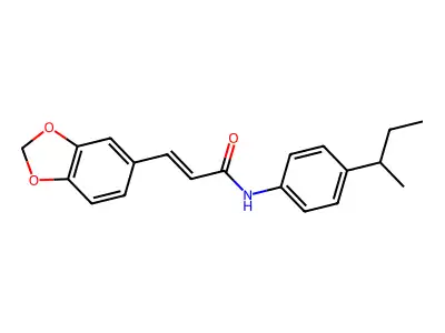 3-(1,3-benzodioxol-5-yl)-N-(4-butan-2-ylphenyl)prop-2-enamide structure