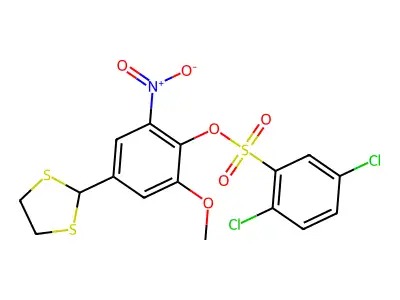 4-(1,3-Dithiolan-2-yl)-2-methoxy-6-nitrophenyl 2,5-dichlorobenzenesulfonate structure