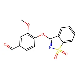 4-[(1,1-Dioxido-1,2-benzothiazol-3-yl)oxy]-3-methoxybenzaldehyde structure