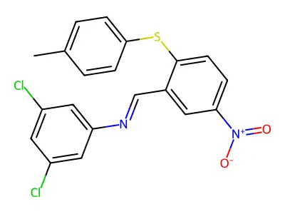 3,5-dichloro-N-({2-[(4-methylphenyl)sulfanyl]-5-nitrophenyl}methylene)aniline structure