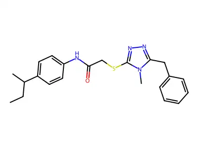 2-[(5-benzyl-4-methyl-1,2,4-triazol-3-yl)sulfanyl]-N-(4-butan-2-ylphenyl)acetamide structure