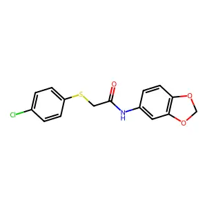 N-(1,3-benzodioxol-5-yl)-2-[(4-chlorophenyl)sulfanyl]acetamide structure