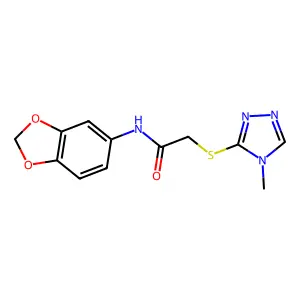 N-(1,3-benzodioxol-5-yl)-2-[(4-methyl-4H-1,2,4-triazol-3-yl)sulfanyl]acetamide structure