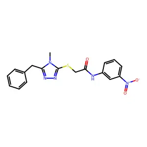 2-[(5-benzyl-4-methyl-4H-1,2,4-triazol-3-yl)sulfanyl]-N-(3-nitrophenyl)acetamide structure