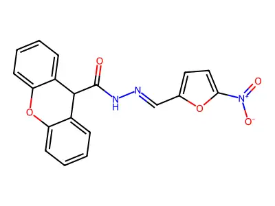 N-[(5-nitrofuran-2-yl)methylideneamino]-9H-xanthene-9-carboxamide structure