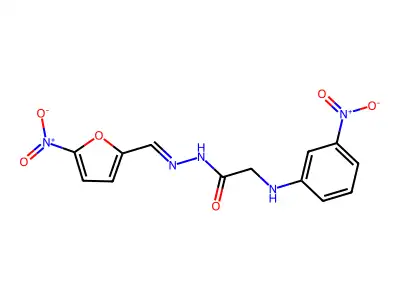 2-(3-nitroanilino)-N-[(5-nitro-2-furanyl)methylideneamino]acetamide structure