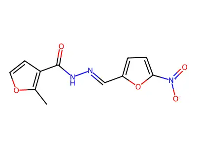 2-methyl-N-[(5-nitrofuran-2-yl)methylideneamino]furan-3-carboxamide structure