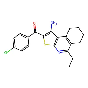 (1-amino-5-ethyl-6,7,8,9-tetrahydrothieno[2,3-c]isoquinolin-2-yl)(4-chlorophenyl)methanone structure