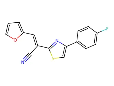 (E)-2-[4-(4-fluorophenyl)-1,3-thiazol-2-yl]-3-(2-furyl)-2-propenenitrile structure