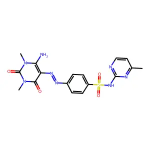 4-[(2Z)-2-(4-Imino-1,3-dimethyl-2,6-dioxo-1,3-diazinan-5-ylidene)hydrazin-1-yl]-N-(4-methylpyrimidin-2-yl)benzene-1-sulfonamide structure