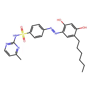 4-[(5-hexyl-2,4-dihydroxyphenyl)diazenyl]-N-(4-methylpyrimidin-2-yl)benzenesulfonamide structure
