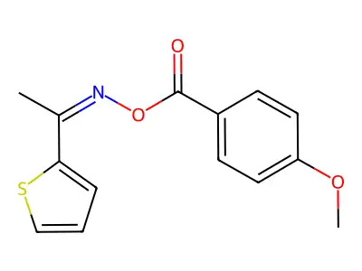 1-(2-thienyl)ethanone O-(4-methoxybenzoyl)oxime structure