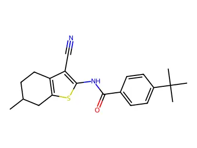 4-tert-butyl-N-(3-cyano-6-methyl-4,5,6,7-tetrahydro-1-benzothiophen-2-yl)benzamide structure