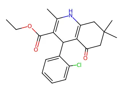 ethyl 4-(2-chlorophenyl)-2,7,7-trimethyl-5-oxo-1,4,5,6,7,8-hexahydroquinoline-3-carboxylate structure