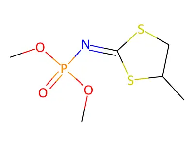 (4-Methyl-1,3-dithian-2-ylidene)phosphoramide acid, Dimethyl ester structure