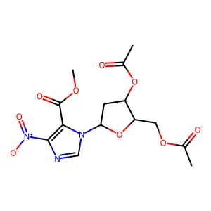 methyl 1-(3,5-di-o-acetyl-2-deoxypentofuranosyl)-4-nitro-1h-imidazole-5-carboxylate structure