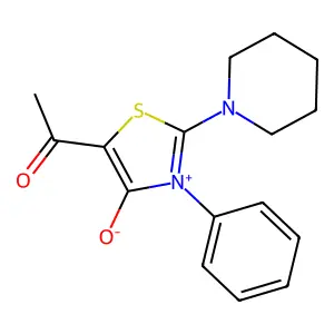 4-Thiazolidinone, 5-acetyl-3-phenyl-2-piperidino-, meso-ionic didehydro deriv. structure