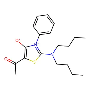 4-Thiazolidinone, 5-acetyl-2-(dibutylamino)-3-phenyl-, meso-ionic didehydro deriv. structure