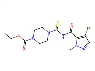 ethyl 4-[(4-bromo-2-methylpyrazole-3-carbonyl)carbamothioyl]piperazine-1-carboxylate structure