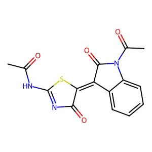 N-[(5E)-5-(1-acetyl-2-oxo-1,2-dihydro-3H-indol-3-ylidene)-4-oxo-4,5-dihydro-1,3-thiazol-2-yl]acetamide structure