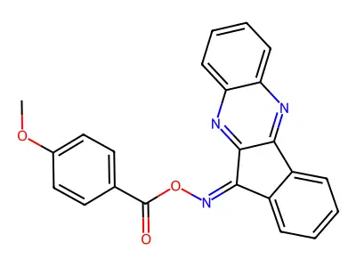 11H-indeno[1,2-b]quinoxalin-11-one O-(4-methoxybenzoyl)oxime structure