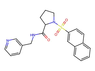 1-naphthalen-2-ylsulfonyl-N-(pyridin-3-ylmethyl)pyrrolidine-2-carboxamide structure