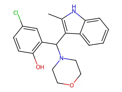 4-chloro-2-[(2-methyl-1H-indol-3-yl)(morpholin-4-yl)methyl]phenol structure
