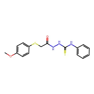 2-((4-Methoxyphenyl)thio)acetic acid 2-((phenylamino)thioxomethyl)hydrazide structure