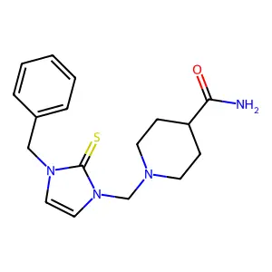 1-[(3-Benzyl-2-sulfanylideneimidazol-1-yl)methyl]piperidine-4-carboxamide structure