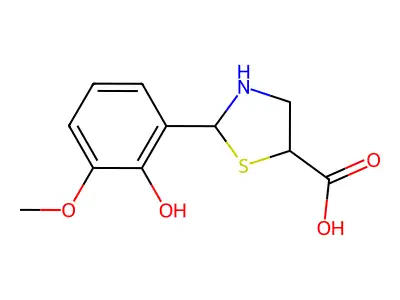 2-(2-Hydroxy-3-methoxyphenyl)thiazolidine-5-carboxylic acid structure