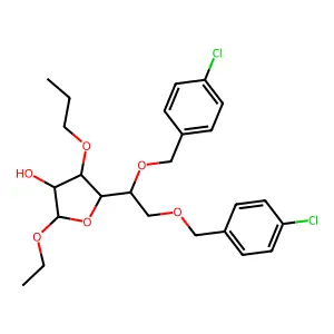 Ethyl 5,6-bis-O-((4-chlorophenyl)methyl)-3-O-propyl-D-glucofuranoside structure
