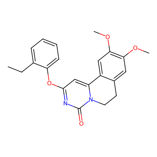2-(2-ethylphenoxy)-9,10-dimethoxy-6,7-dihydro-4H-pyrimido[6,1-a]isoquinolin-4-one structure