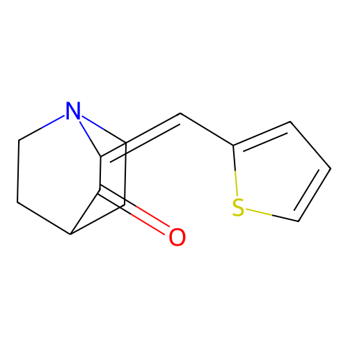 (2E)-2-(thiophen-2-ylmethylidene)-1-azabicyclo[2.2.2]octan-3-one structure