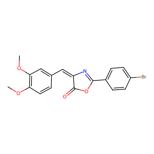 (4E)-2-(4-bromophenyl)-4-(3,4-dimethoxybenzylidene)-1,3-oxazol-5(4H)-one structure