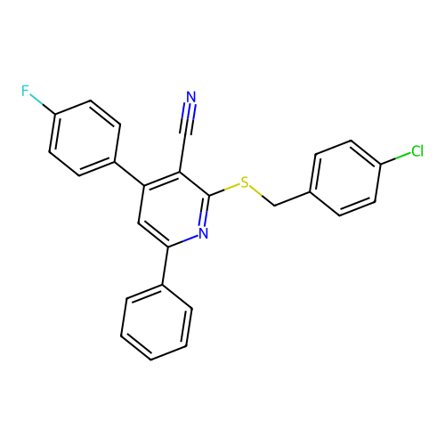 2-[(4-Chlorobenzyl)sulfanyl]-4-(4-fluorophenyl)-6-phenylpyridine-3-carbonitrile structure
