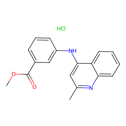 Methyl 3-[(2-methyl-4-quinolyl)amino]benzoate, chloride structure