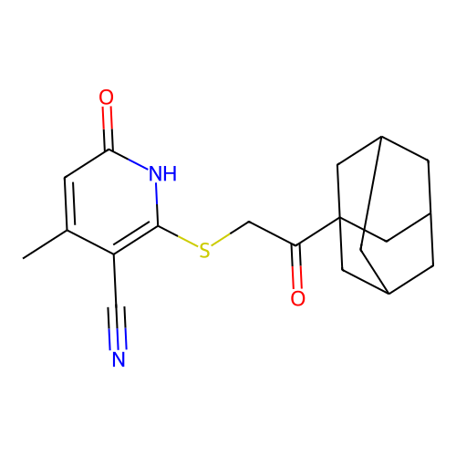 2-(2-Adamantanyl-2-oxoethylthio)-4-methyl-6-oxohydropyridine-3-carbonitrile structure